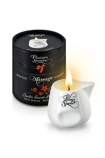Масажна свічка Plaisirs Secrets Red Wood (80 мл) подарункове паковання, керамічний посуд SO1859 фото
