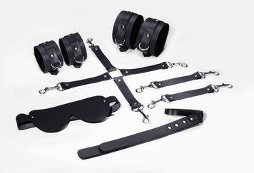 Набір Feral Feelings BDSM Kit 5 Black, наручники, поножі, хрестовина, маска, падл SO8272 фото