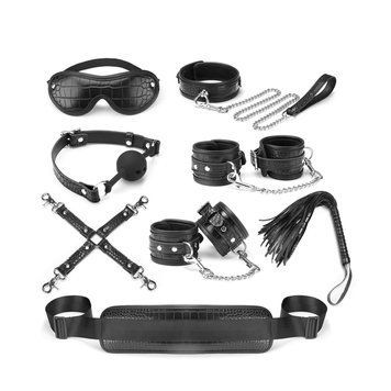 Набір Liebe Seele Temptation Bondage 8pcs Kit, фіксатори, нашийник з повідцем, кляп, флогер, маска SO9510 фото