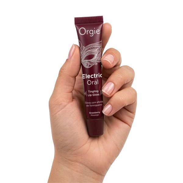 Віброблиск для губ Orgie Electric Oral Lips Gloss Strawberry 10 мл, з ефектом поколювання SX4815 фото
