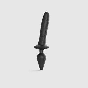 Анальна пробка з дилдо 2в1 Strap-On-Me SWITCH PLUG-IN REALISTIC DILDO Black XXL, діаметр 5,2/3,9 см SO6830 фото