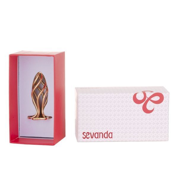 Металева анальна пробка LOCKINK SEVANDA Hollow Spiral Golden, M, золотиста, діаметр 3 см SX0883 фото
