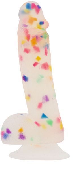 Фалоімітатор з конфетті ADDICTION - PARTY MARTY 7.5&Prime; - FROST & CONFETTI, 19 см, силікон SO4532 фото