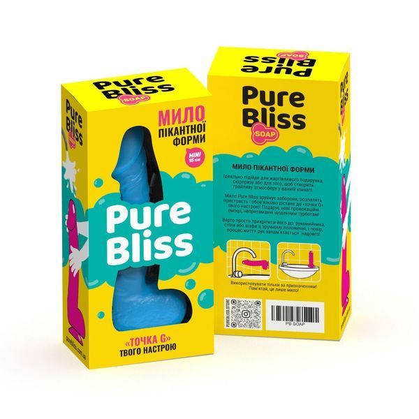 Мило у формі пеніса Pure Bliss MINI Blue, крафтове мило-член, натуральне SO6360 фото