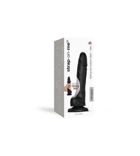 Реалістичний фалоімітатор Strap-On-Me Sliding Skin Realistic Dildo Black S, ефект рухливої шкіри SO6252 фото