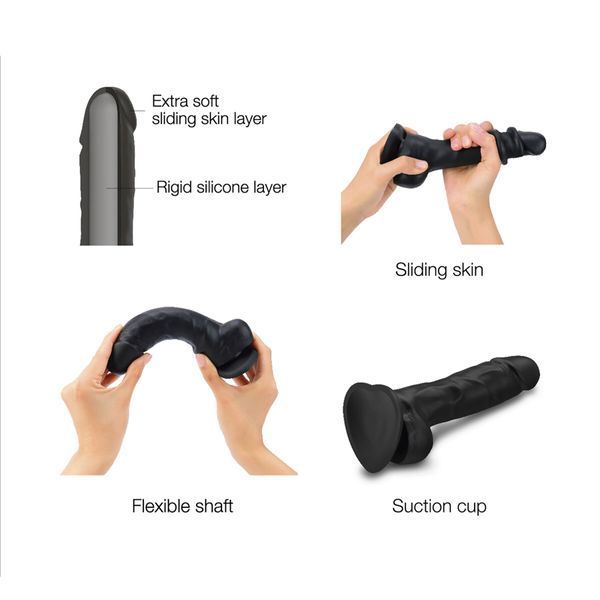 Реалістичний фалоімітатор Strap-On-Me Sliding Skin Realistic Dildo Black S, ефект рухливої шкіри SO6252 фото