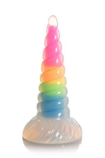 Фентезійний фалоімітатор Creature Cocks Luminescent Rainbow Silicone Dildo, світиться в темряві, 19,6 см SX2222 фото
