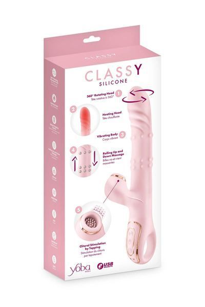 Вібратор-кролик 5в1 Yoba Classy, вібрація, ротація, пульсація, перлинний масаж, нагрівання SX3983 фото
