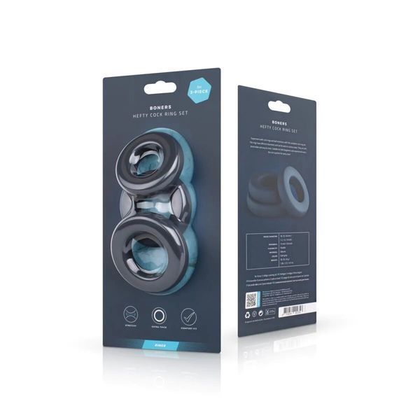 Набір ерекційних кілець Boners 3-Piece Hefty Cock Ring Set, діаметр 3,2 см, 3,8 см та 4,5 см SO8872 фото